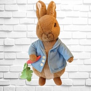 Peter Rabbit Plush Bunny W/ Embroidered Name on Jacket And Carrot Toy, 12"
